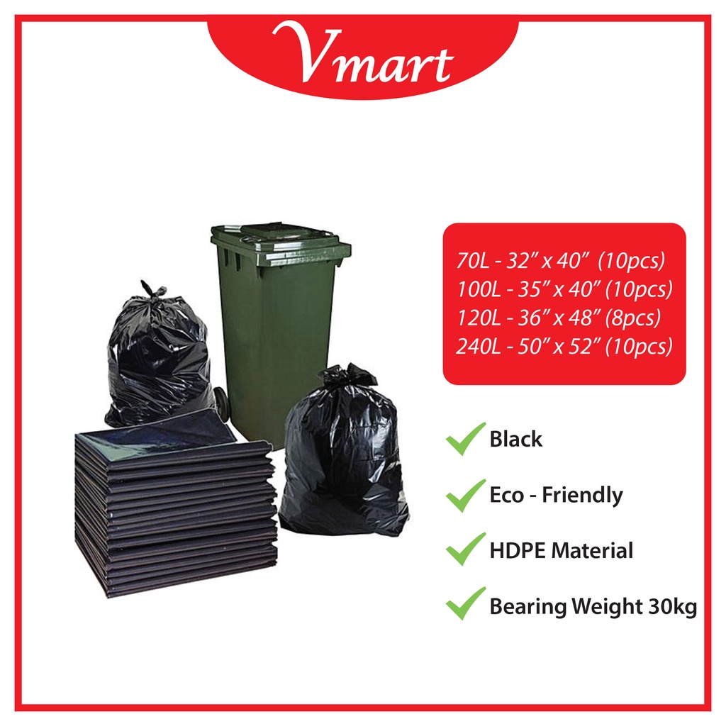 XXL Large Black Garbage Bag / Big Dustbin Plastic Bag / Plastik Beg