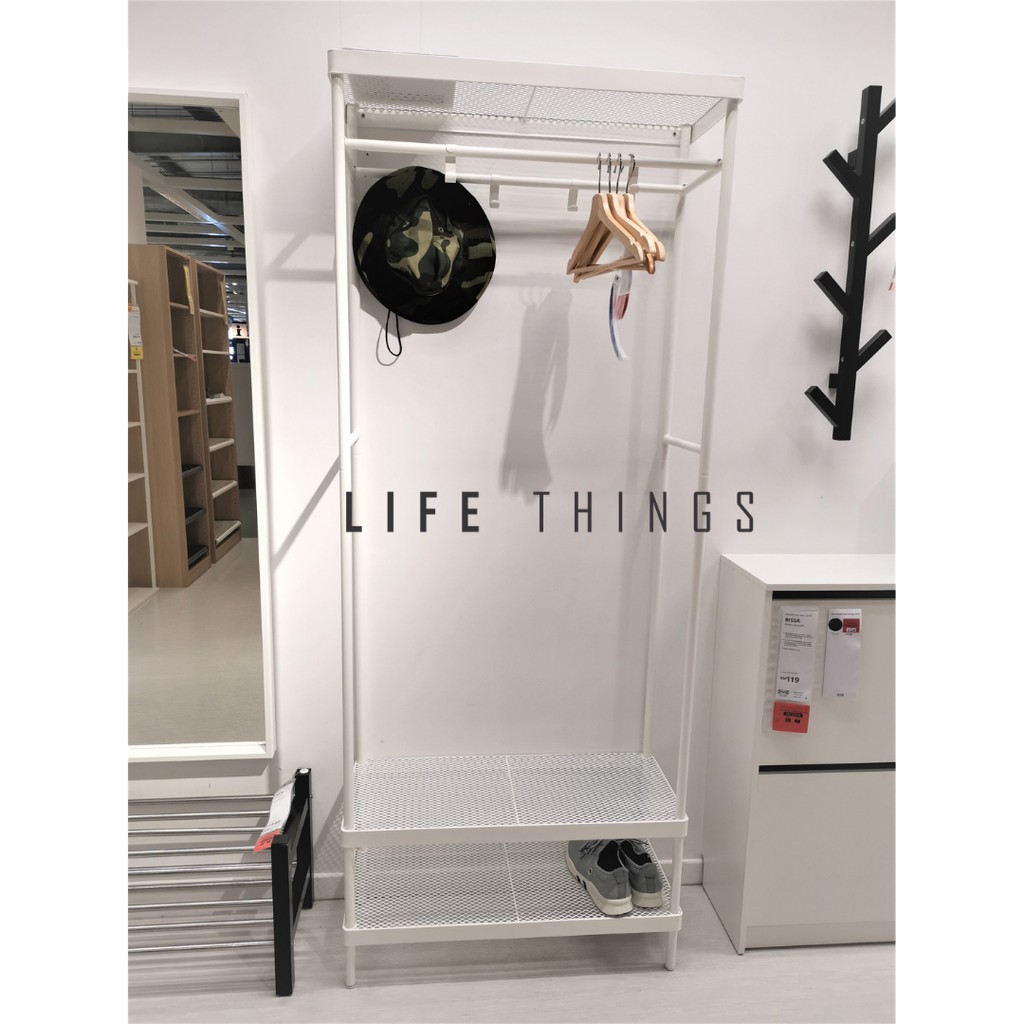 IKEA MACKAPÄR MACKAPAR Coat rack with shoe storage unit, Rak kot dengan