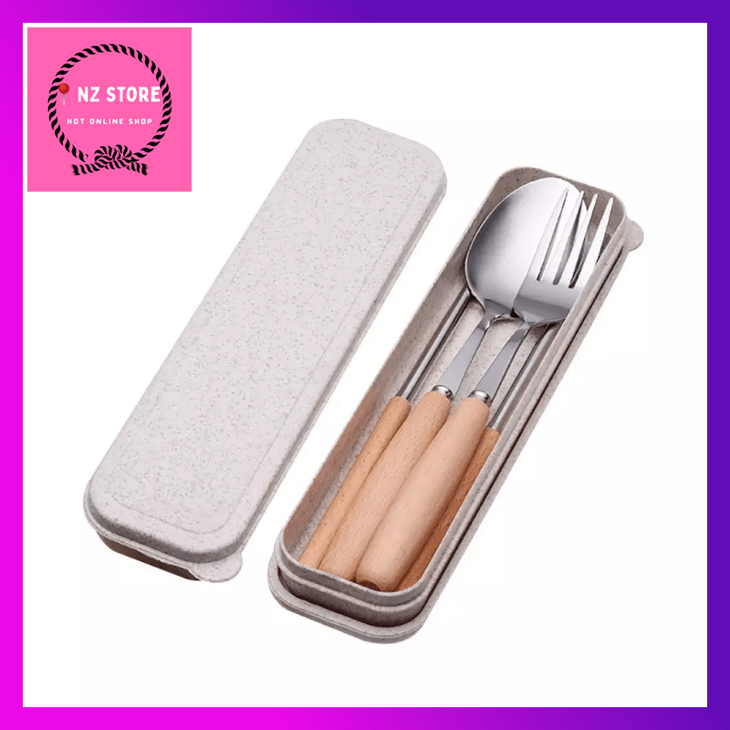 Wooden handle stainless steel cutlery set NZ Store Shopee Malaysia