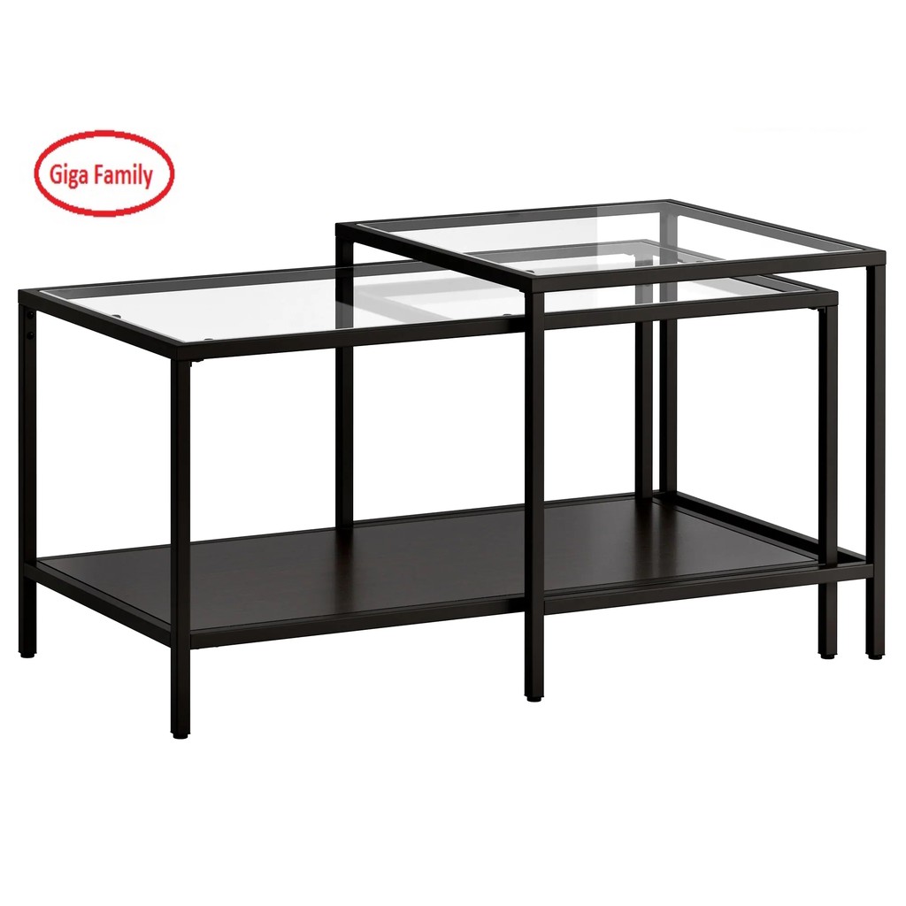 I K E A VITTSJO / VITTSJÖ Nest of tables, set of 2, Coffee table, glass