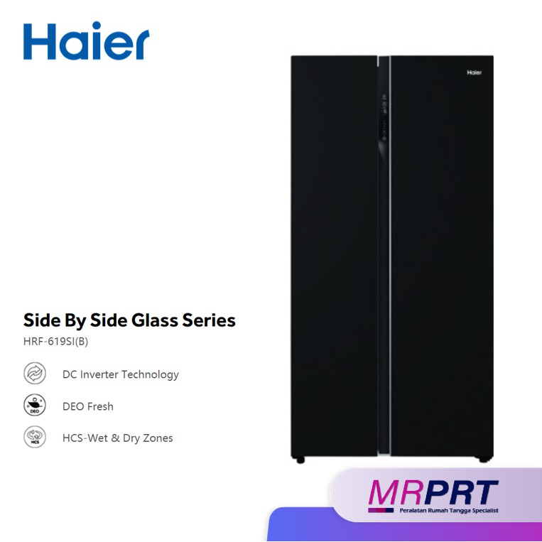 Haier HRF619SI(B) Side By Side Glass Series Refrigerator (550L
