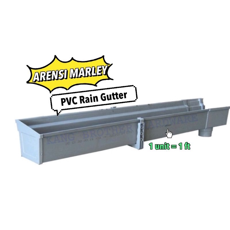 ARENSI MARLEY F300 PVC RAIN GUTTER(GREY) 1ft Shopee Malaysia