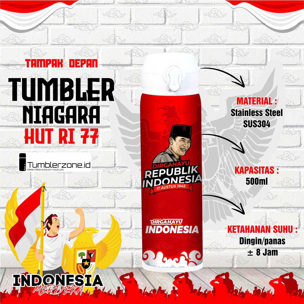 TERMOS Tumbler D HUT RI Indonesian Independence Day Drinking Bottle