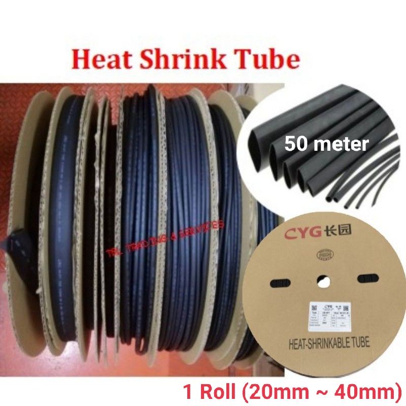1 Roll Heat Shrink Tube /Heat Shrinkable Sleeving 20mm / 25mm / 30mm