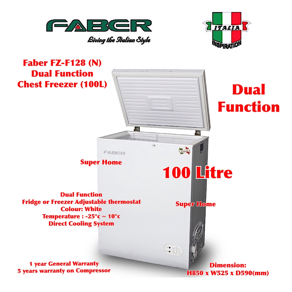 Faber Chest Freezer FZF128 (N) Dual Function Chest Freezer (100L) Shopee Malaysia