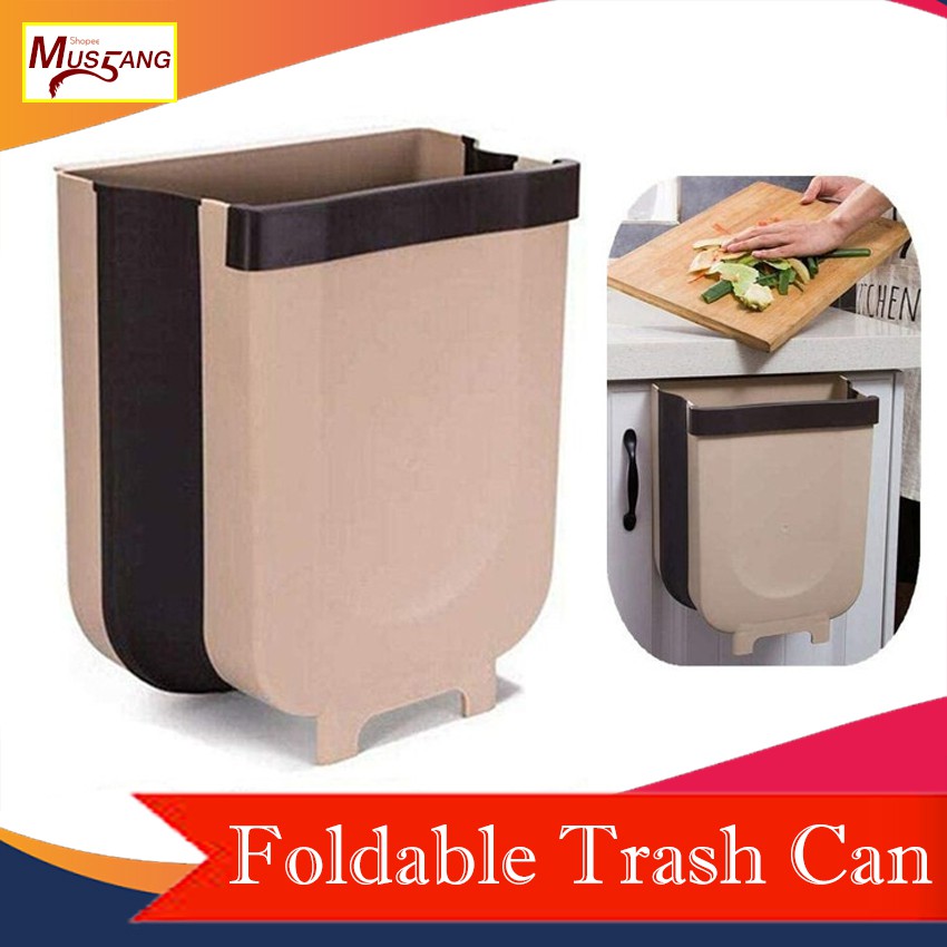 Wall Mounted Folding Waste Bin Kitchen Door Hanging Trash Bin