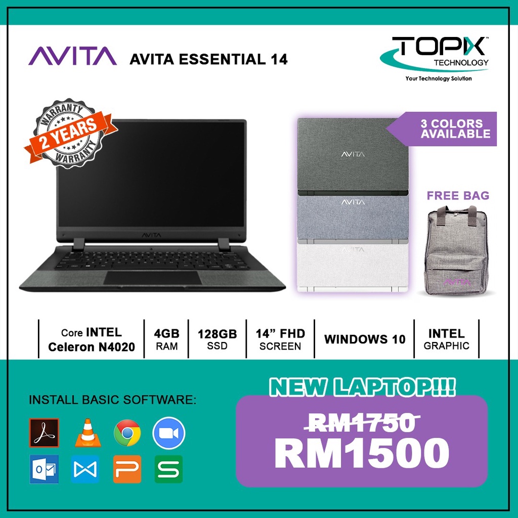 😍NEW LAPTOP😍 !! AVITA ESSENTIAL 14 Intel Celeron N4020 4GB RAM