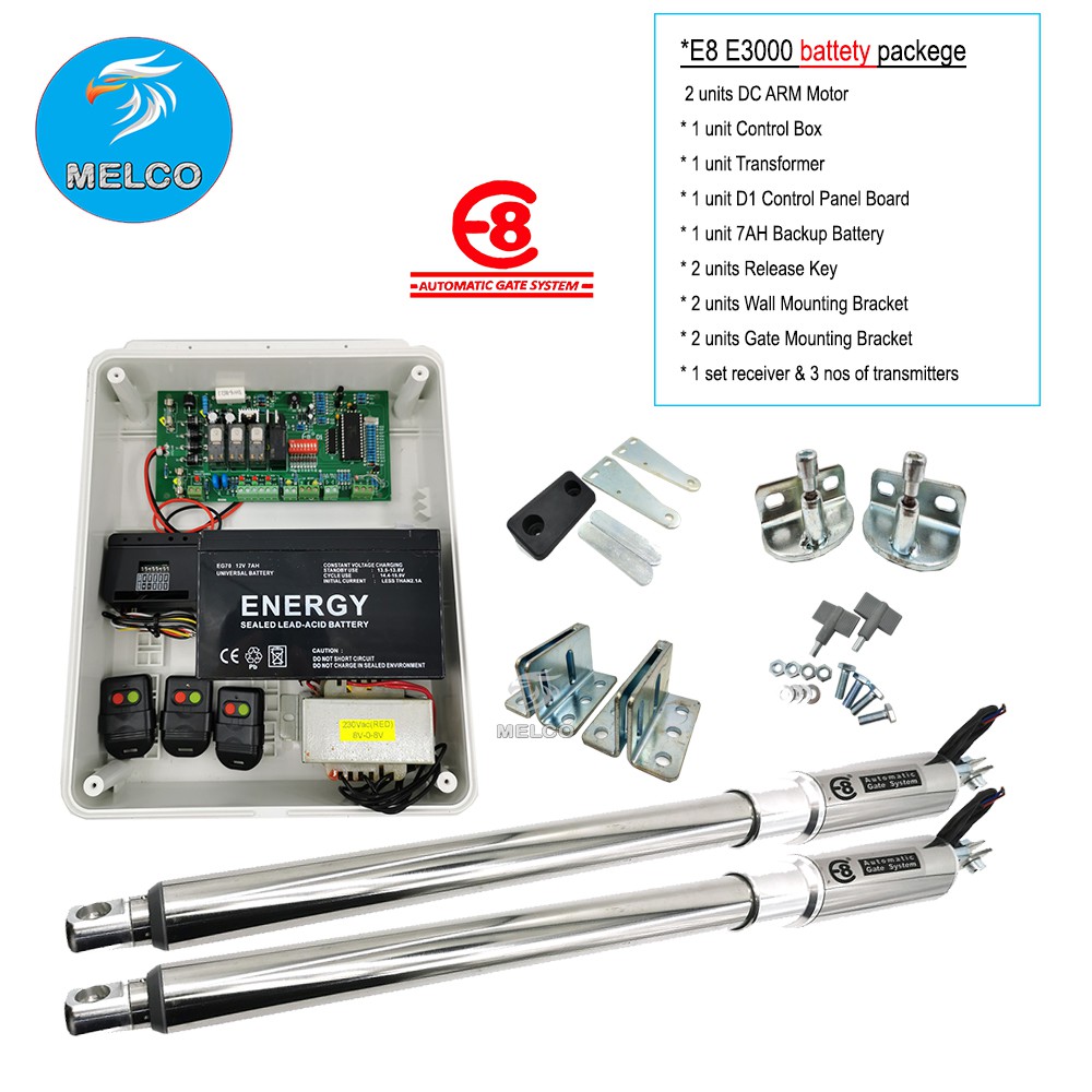 E8 E3000 Autogate Swing Floding Arm gate motor - Full Set | Shopee Malaysia