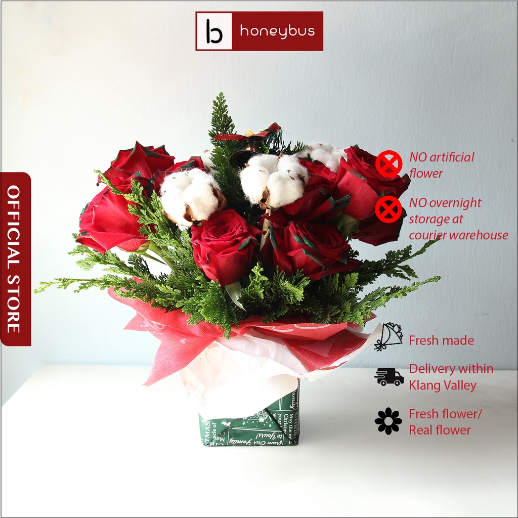 HoneyBus Christmas Theme Fresh Flower Flower Box 圣诞主题鲜花盒 Shopee Malaysia