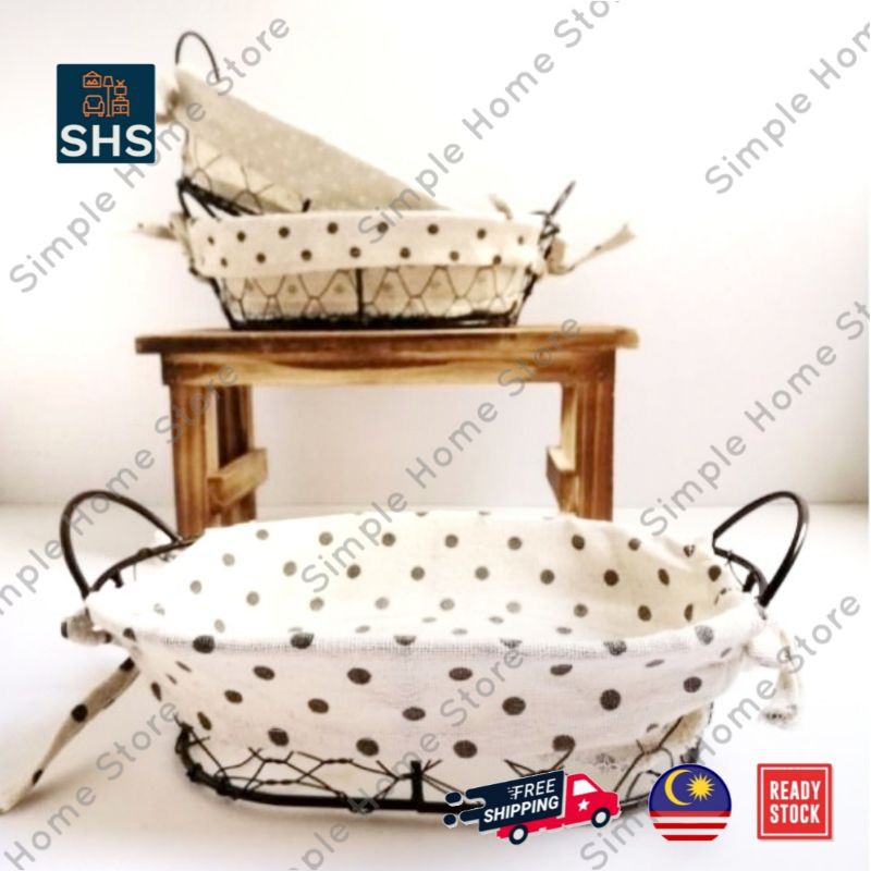 Small metal basket with handle and cover bakul besi rustic farmhouse