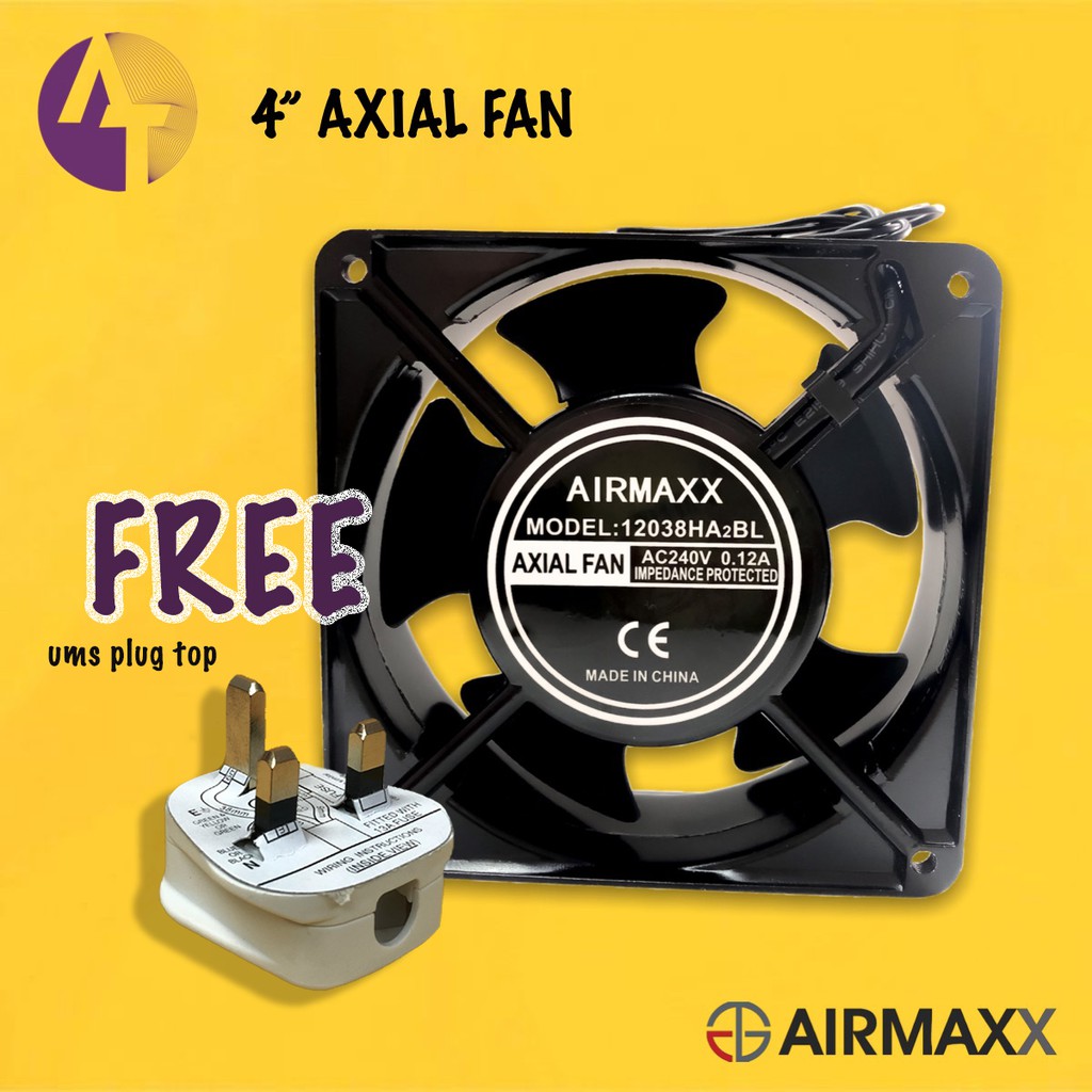 Airmaxx 4" 240Vac Axial Fan / Cooling Fan ( 120mm x 120mm x 38mm