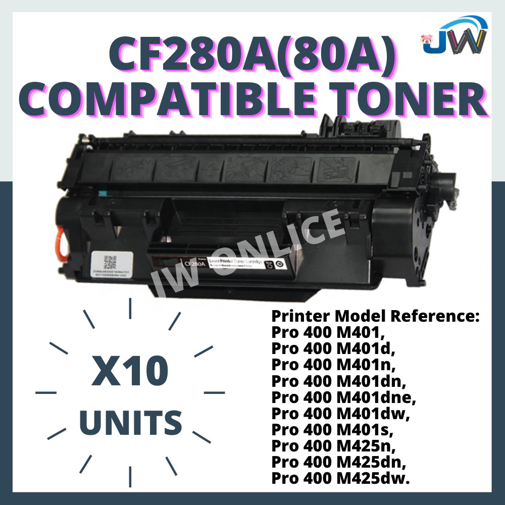 10x CF280A 80A Compatible Toner HP LaserJet Pro 400 Printer M401 M401d