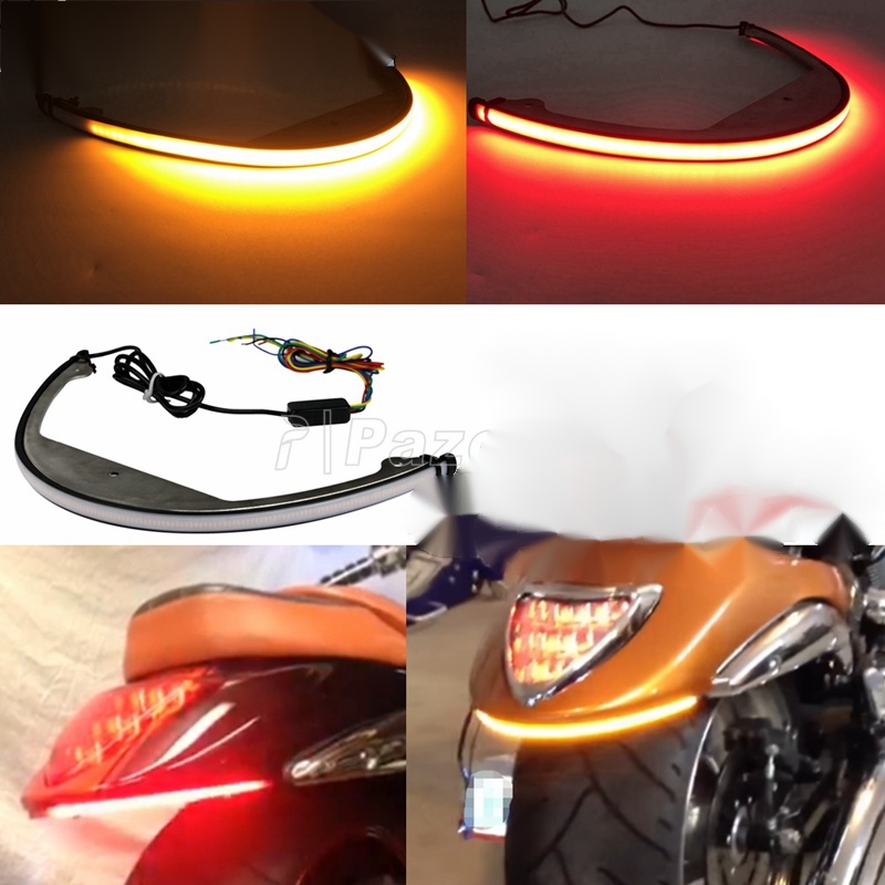 Motorbike Red Amber LED Sequential Flowing Rear Turn Brake Light Fender Eliminator Kit for