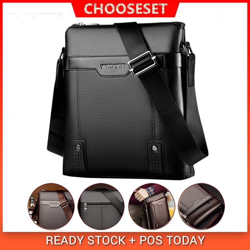 CS Men Leather Shoulder Bag Elegant Messenger Bag Weekend Vacation