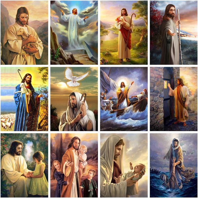 Frame Paint By Number Jesus Drawing On Canvas Gift DIY Pictures By