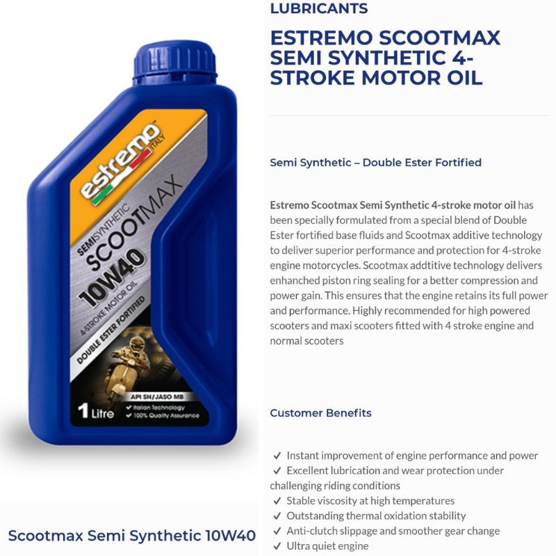 Free Shipping!!! ESTREMO SCOOTMAX 10W40Engine oil care/Minyak enjin
