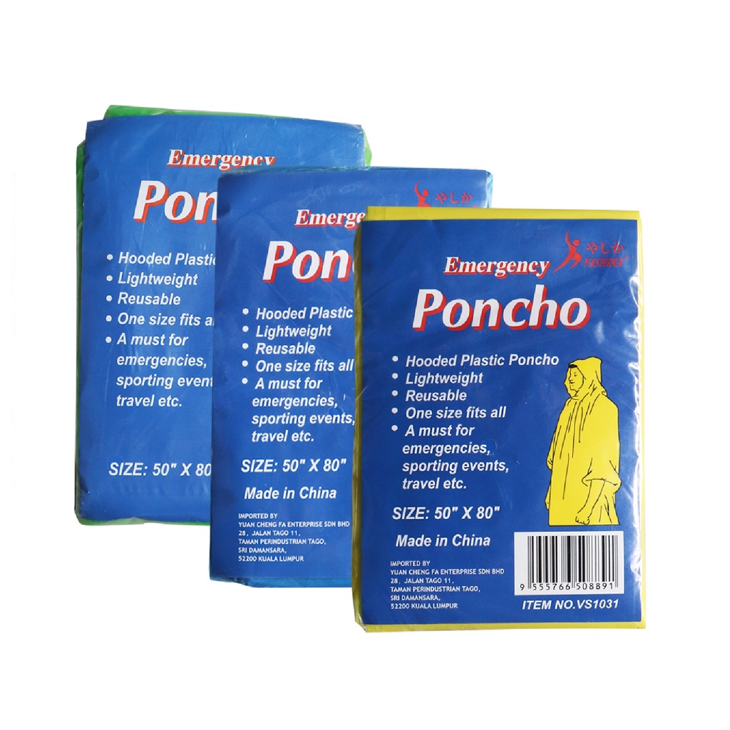 Adult Emergency Disposable Poncho FRDXPD01 3 Colour Shopee Malaysia