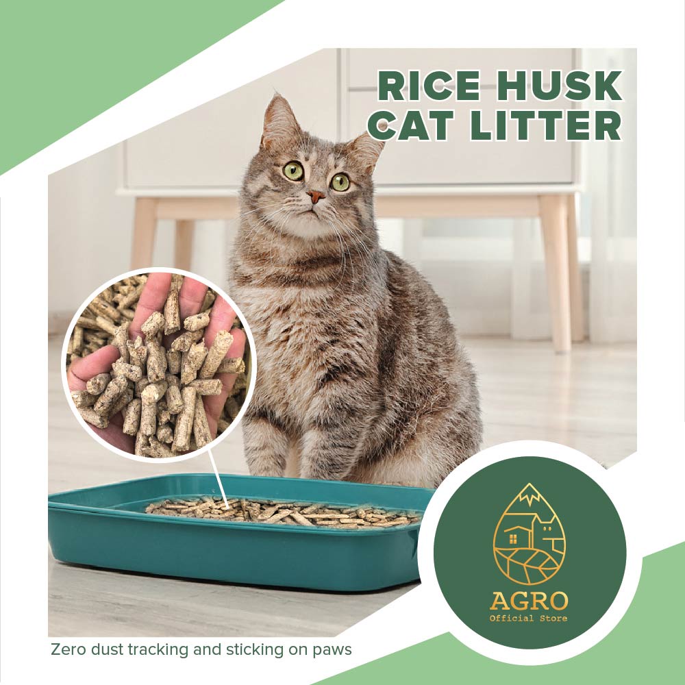 1KG RICE HUSK/ Wood Pellets CAT LITTER / PET TOILET / Bedding for Cats