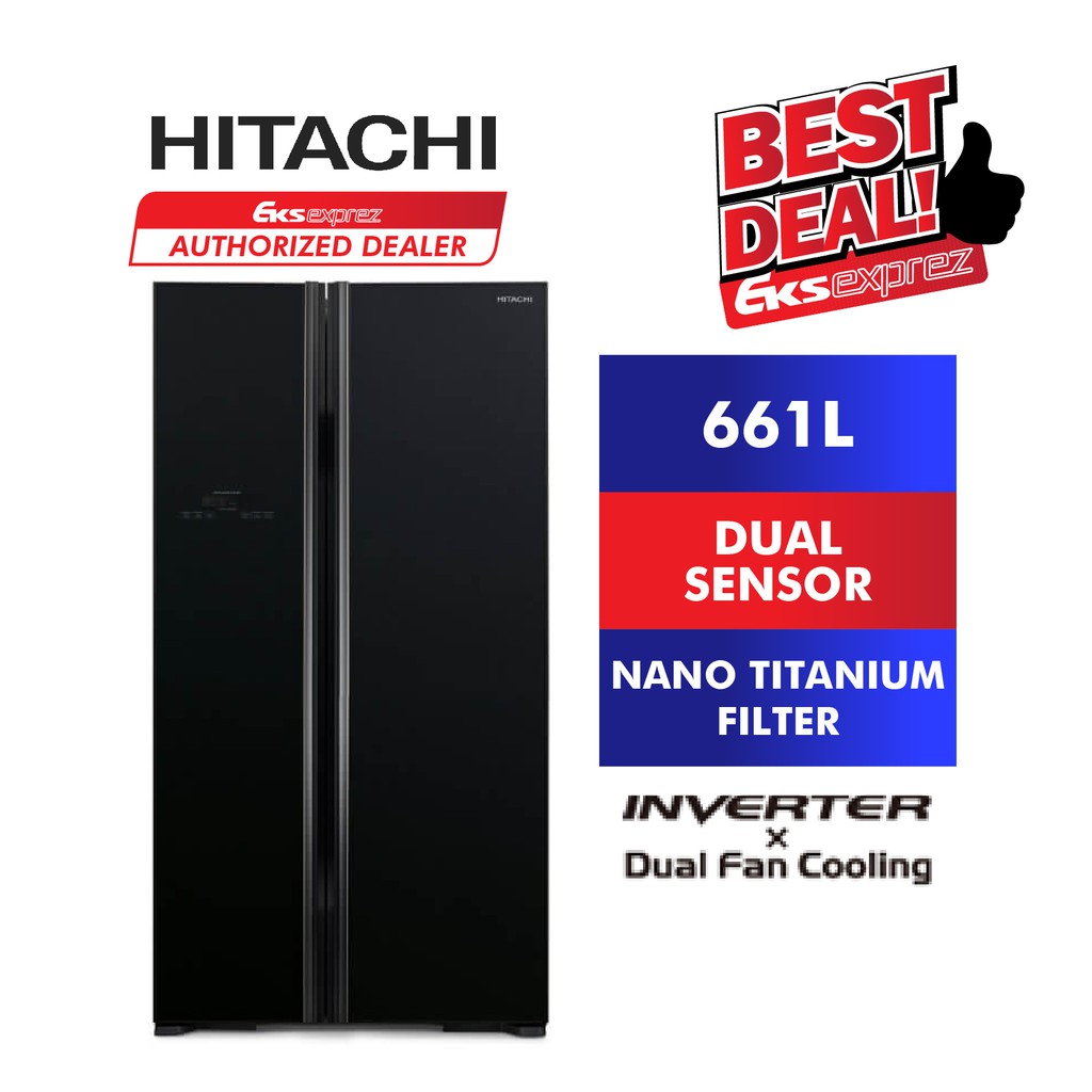 HITACHI 2Door Side by Side Inverter Fridge (661L) RS800P2M GBK Shopee Malaysia