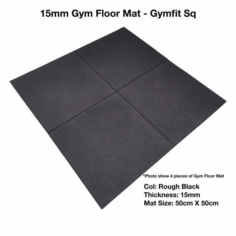 15MM RUBBER GYM FLOOR MAT GYMFIT / 50CM X 50CM/ SUITABLE FOR GYM USE