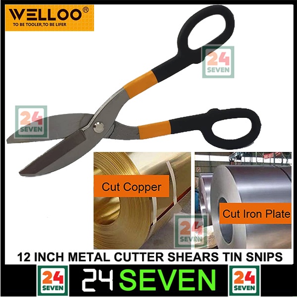 WELLOO 12" Tin Snip Cutter Scissor Zinc Cutter Aluminium Cutter Metal