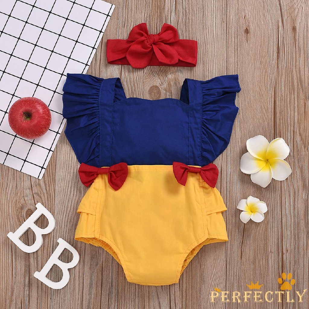 Perfectly024M Newborn Infant Baby Girl Ruffle Bowknot Romper Bodysuit