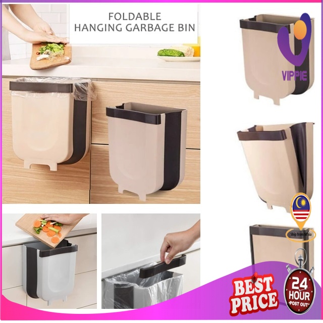 VIPPIE 9L Foldable Kitchen Door Hanging Waste Bin Shopee Malaysia