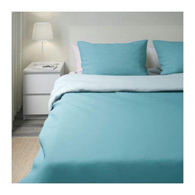 Ikea DVALA Quilt cover and 2/4 pillowcases, blue Shopee Malaysia