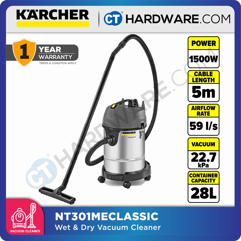 KARCHER NT 30/1 ME CLASSIC VACUUM CLEANER WET & DRY 30L 227KPA 1500W