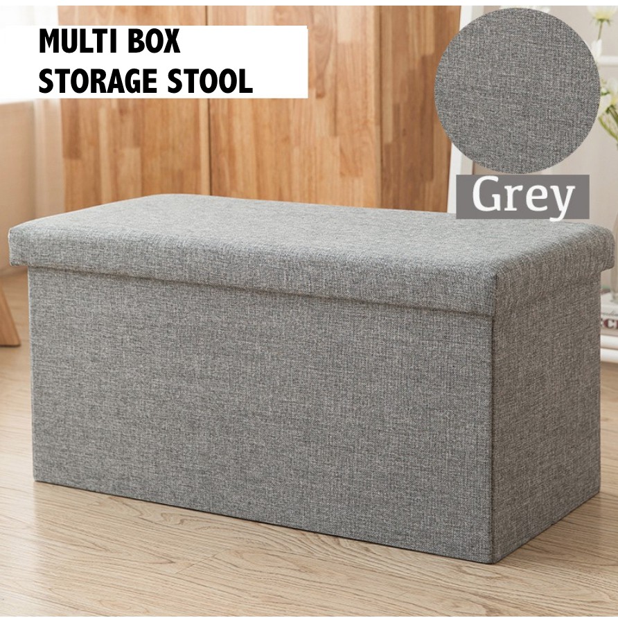Storage Stool Box Foldable Storage Ottoman Fabric Foot Stool Seat