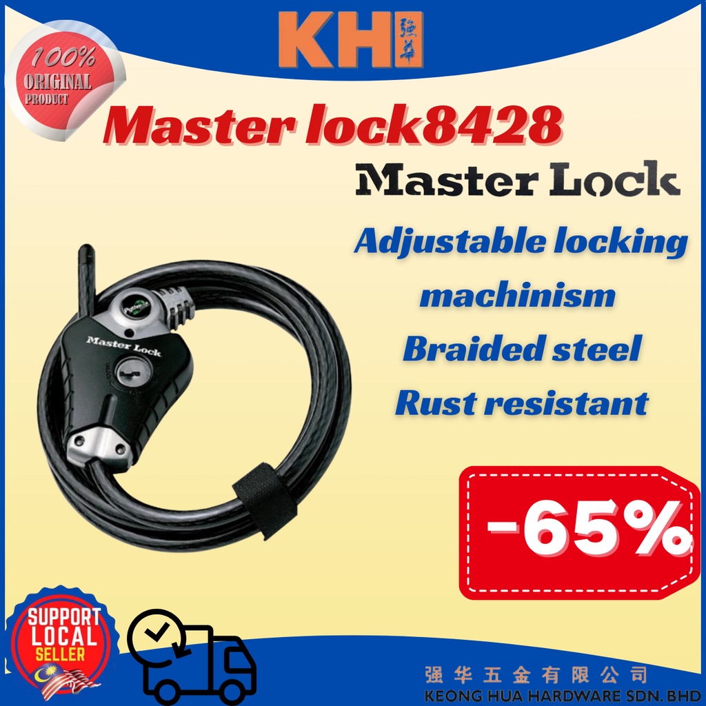Master lock bicycle lock 8428 1.8m PYTHON™ ADJUSTABLE CABLE LOCK