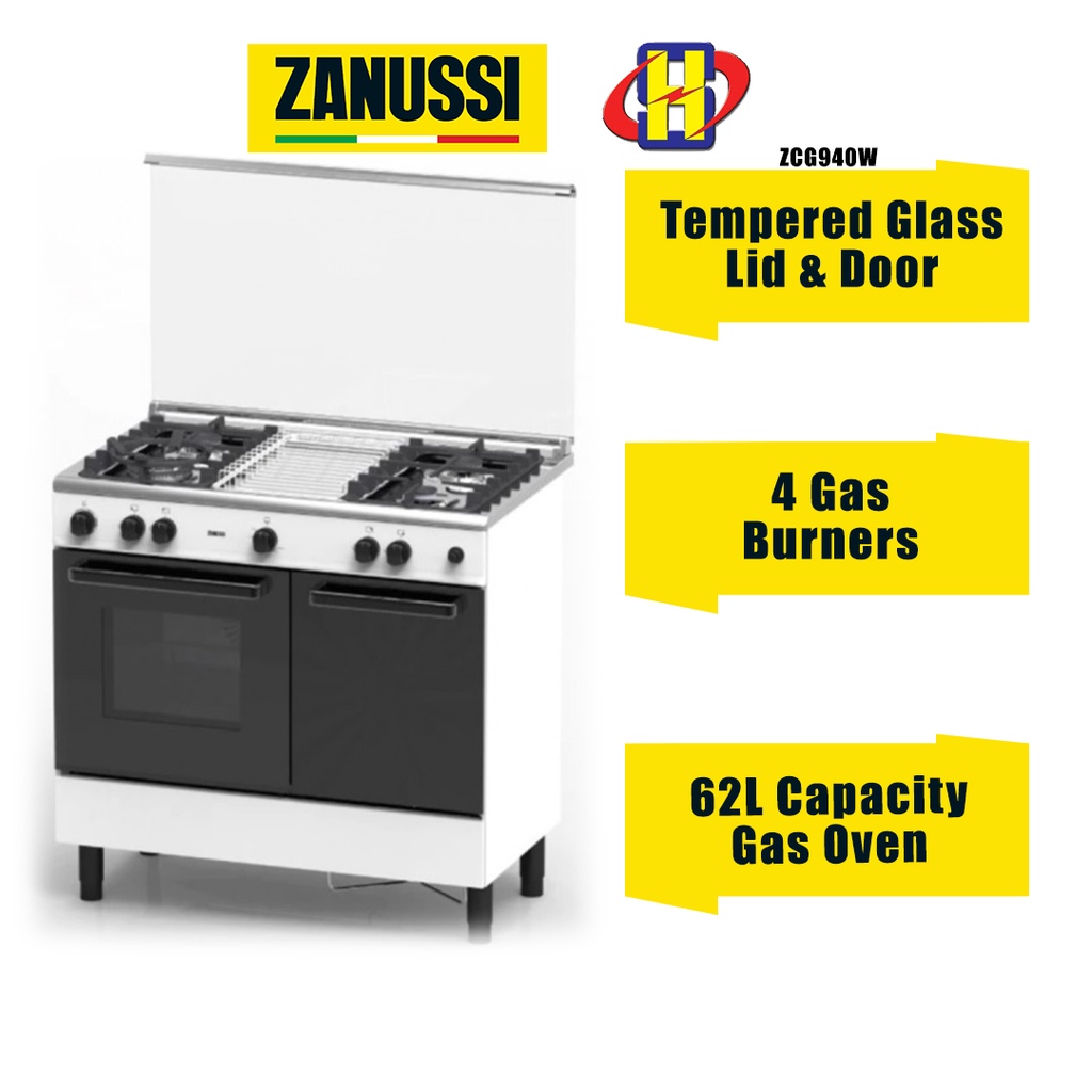 Zanussi Gas Cooker Oven (62L/90cm) 4Burners Freestanding Gas Cooker