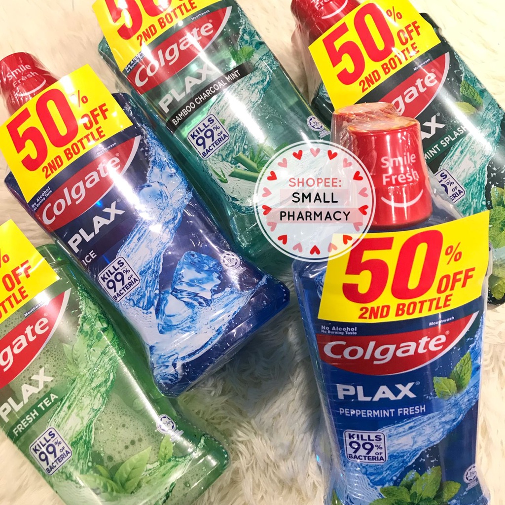 Colgate Plax Mouthwash / Gargle TWIN PACK 2x750ml Fresh Tea / Ice