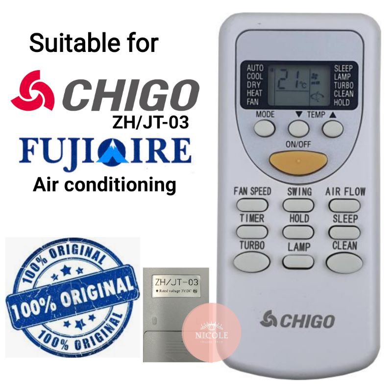 Original Chigo Fujiaire Air cond Air conditioner Remote Control ZH/JT