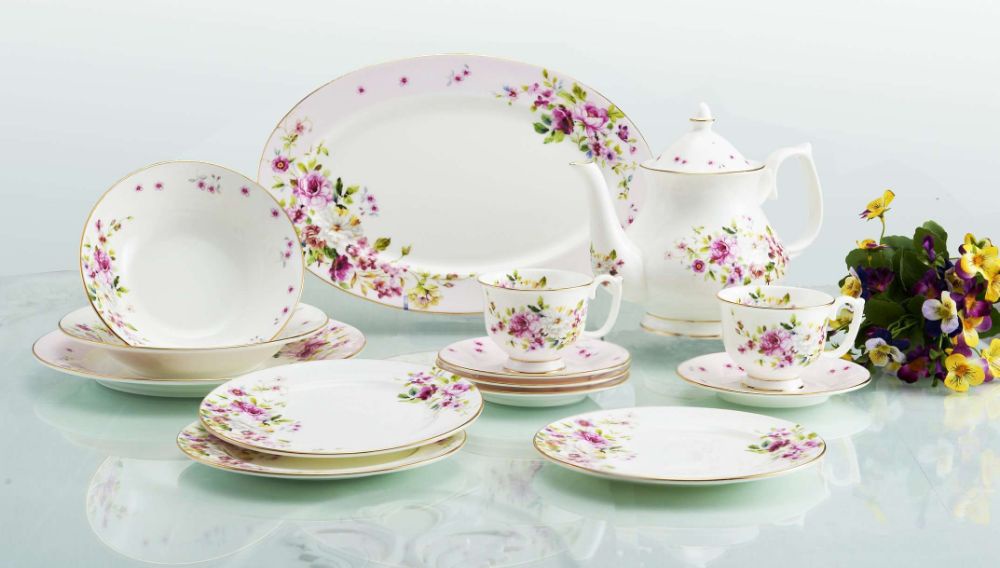 Vantage Fine Porcelain Summer Camelia 16pcs Windsor Dinner Set with