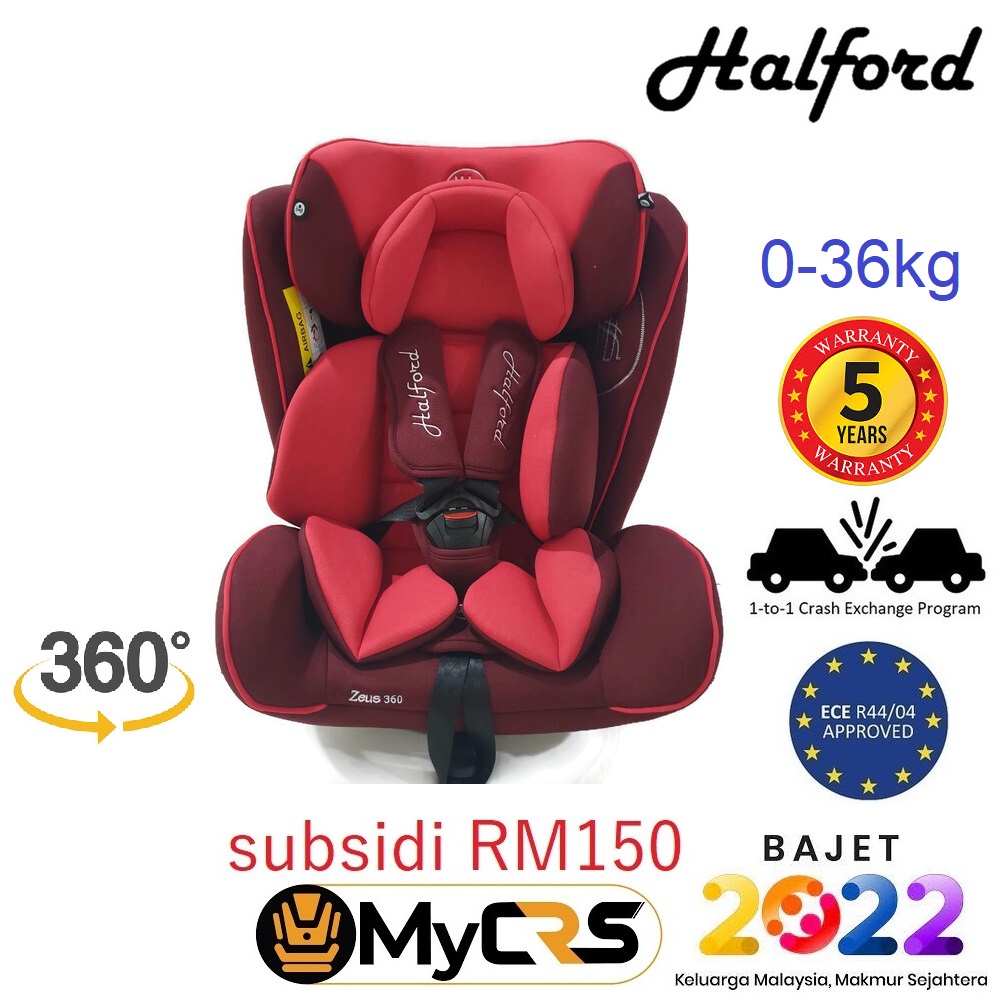 Halford Zeus 360 ISOFIX 360Degree Spin Convertible Baby Car Seat for 0