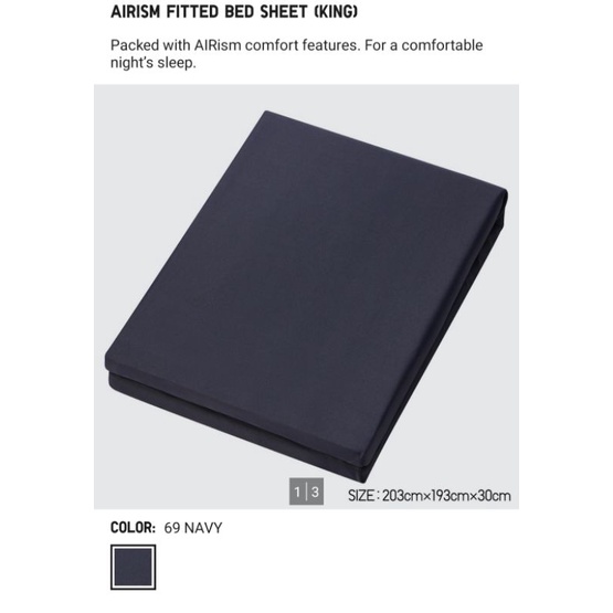 Uniqlo Airism King Fitted Bedsheet (Navy) Shopee Malaysia