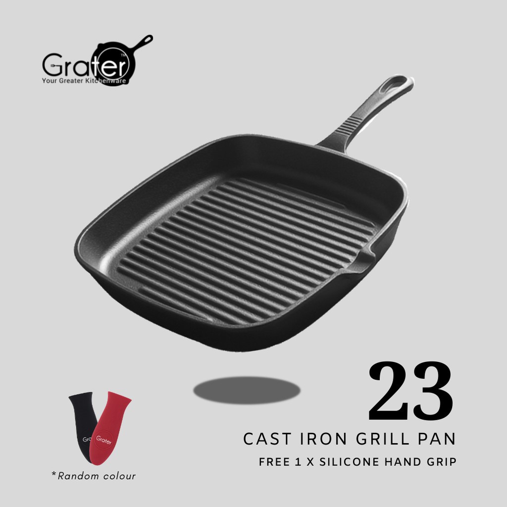 23CM GRATER Preseasoned Square Cast Iron Grill Pan [ 9"] Shopee Malaysia