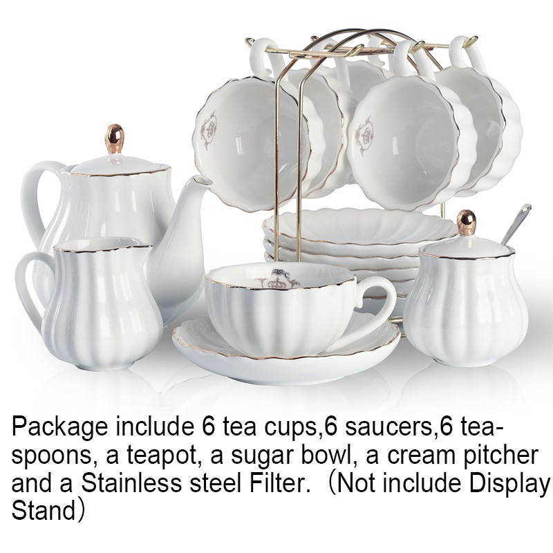 Sweejar Porcelain Tea Sets British Royal Series 8 OZ Cups& Saucer