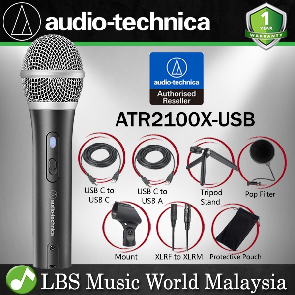 Audio Technica ATR2100x-USB USB XLR Mic Cardioid Dynamic Microphone For