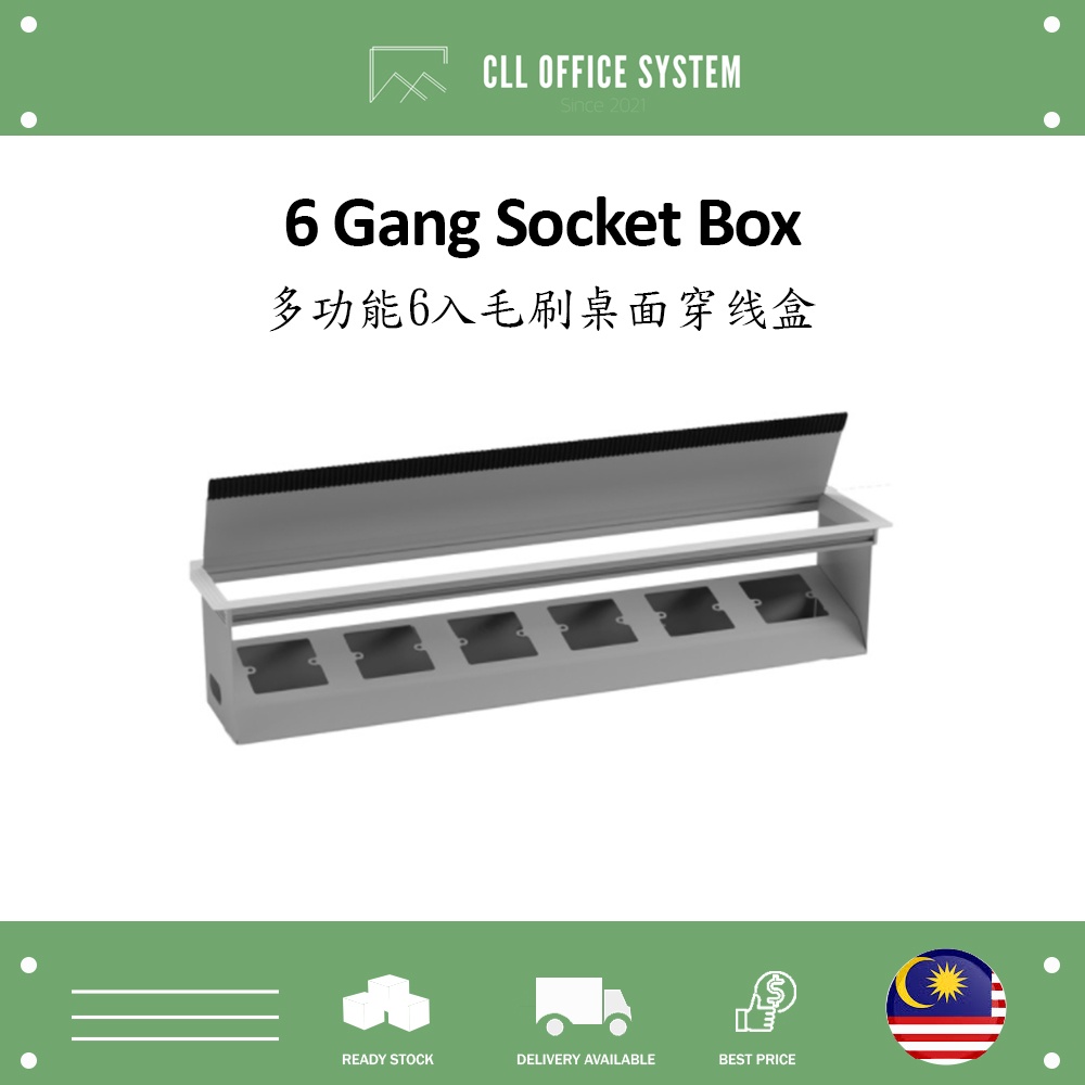 [READY STOCK] 6 Gang Flipper Box Cable Management Socket Box Table Plug