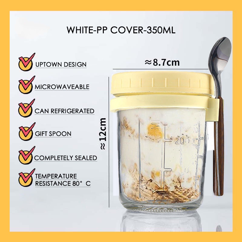 350ML Oatmeal Cup Breakfast Coffee Cup Mug with Lid Spoon Portable