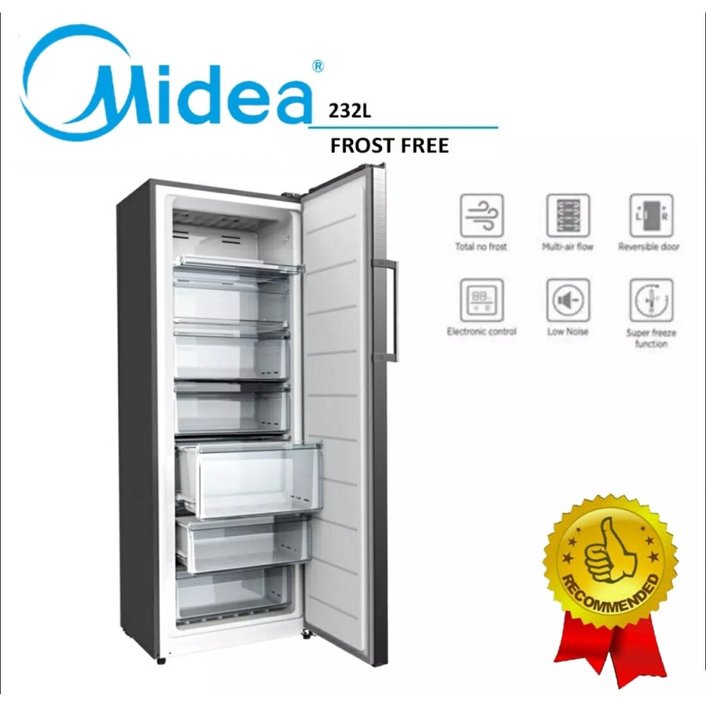 MIDEA UPRIGHT FREEZER 232L MUF307SS BIGGER THAN MUF208SD Shopee