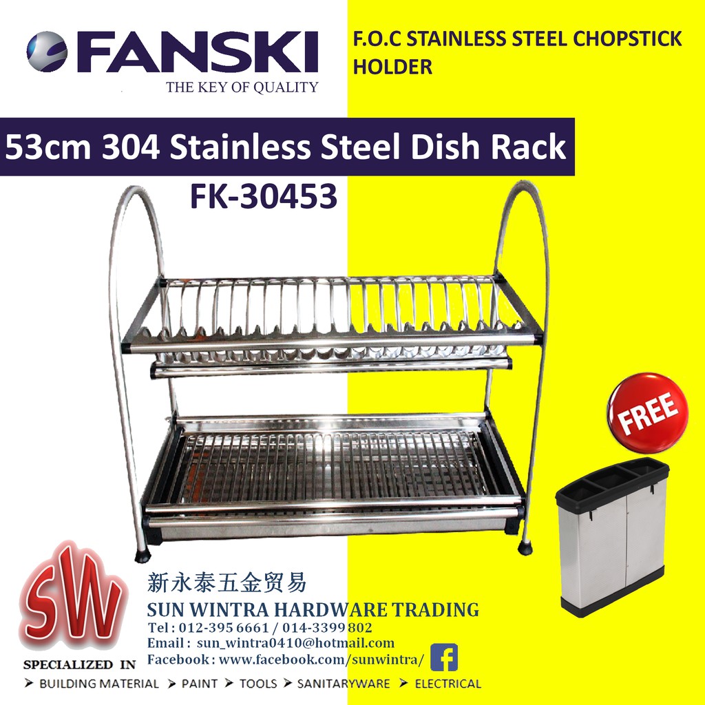 ( CLEARING STOCK ) FANSKI FK30453 53CM STAINLESS STEEL DISH RACK F.O.C