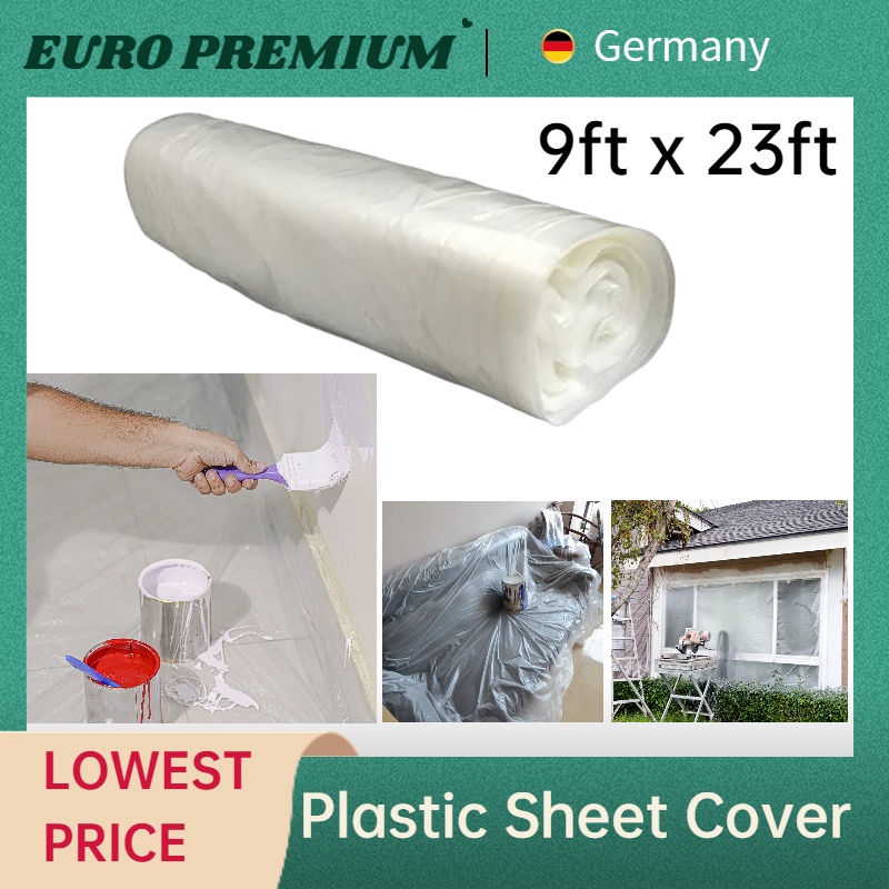 Plastic Drop Cloth Protective Bag 9ft x 23ft Plastic Sheet Clear