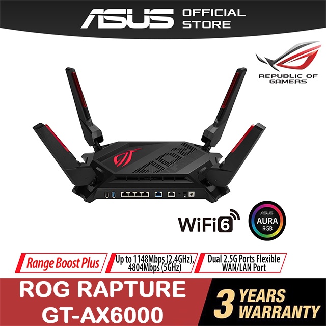 Asus ROG Rapture GTAX6000 DualBand HighEfficiency WiFi 6 (802.11ax