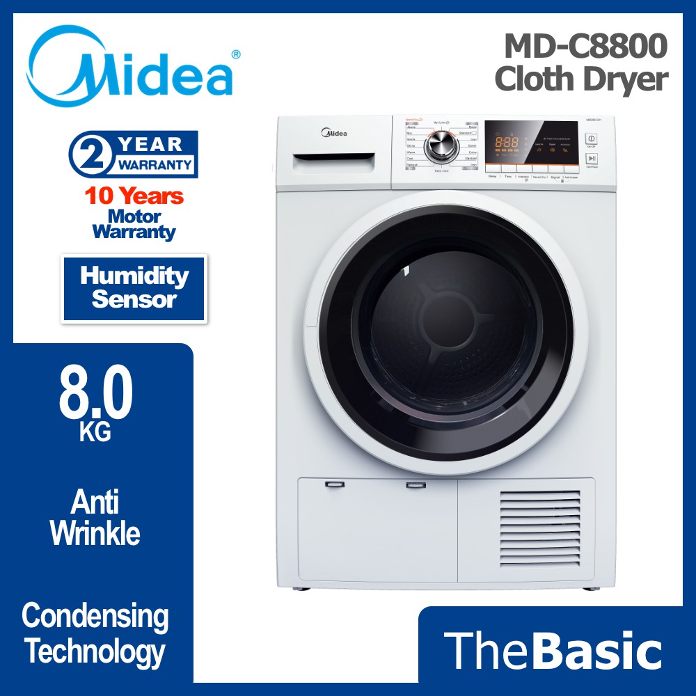 MIDEA Condenser Clothes Dryer 8KG Mesin Pengering Pakaian (MDC8800