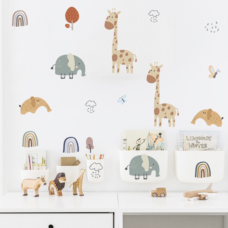 Cute Cartoon Animals Wall Stickers For Baby Kids Room Wall Decor