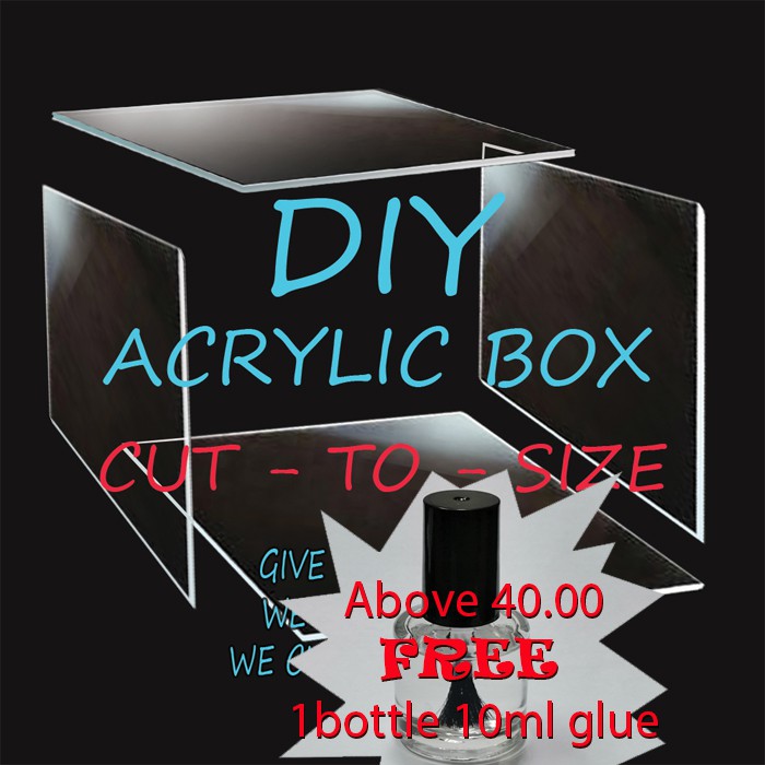 DIY ACRYLIC BOX, KOTAK PLASTIK, ACRYLIC SHEET CUT TO SIZE, KOTAK