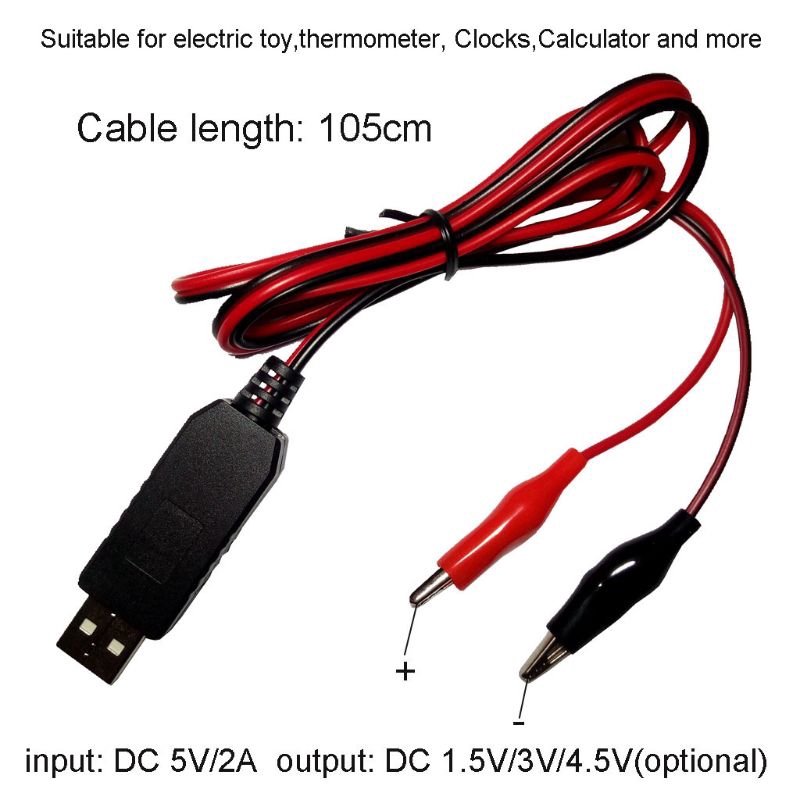 cc AA AAA Battery Eliminator USB 5V to 1.5V/3V/4.5V Stepdown Cable for Clocks Shopee Malaysia